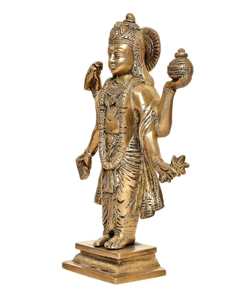 Brass Dhanvantri The Physician of God Statue for Home Office Decor Diwali Pooja Mandir,(Height 10 Inch)