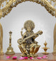 Bronze Maa Saraswati Statue on lotus (Height 7.5 Inch)