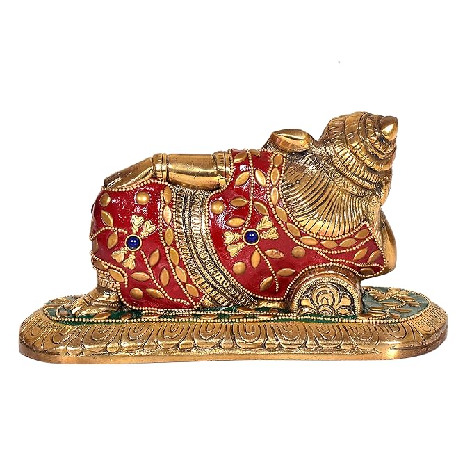Brass Ganesha laying Statue (Height : 4 Inches)