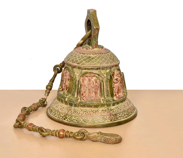 Brass Hanuman Hanging Bell with Ram Darbar Temple Hanging Bell (Height : 14 Inch) Study Setting