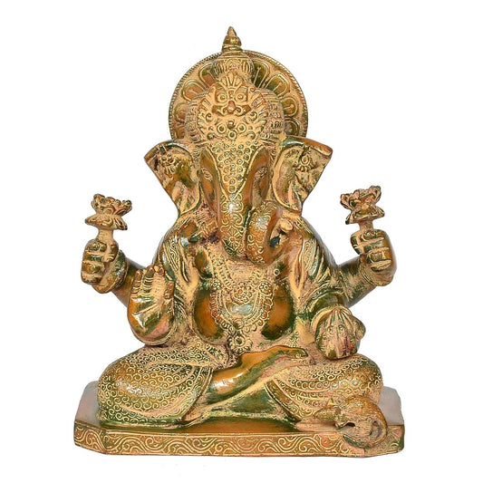 Brass Lord Ganesha Idol (Height 10 Inch)