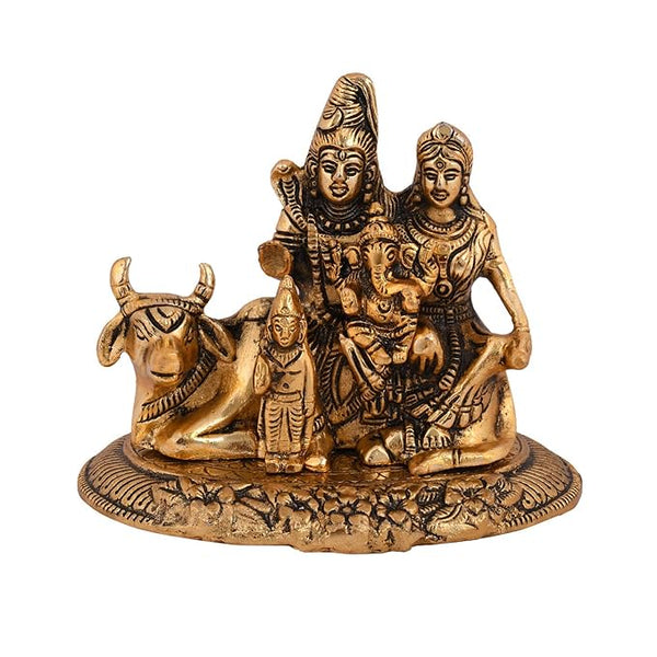 Metal Lord Shiva Parivar Idol (Height: 4 Inches) Study Setting