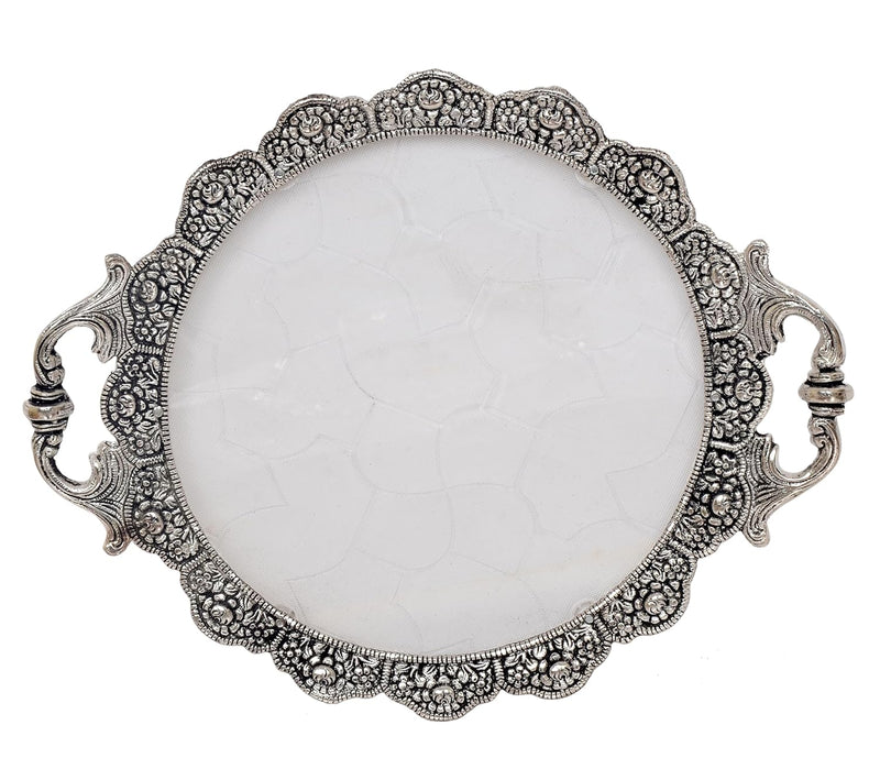 Metal Parrot Dry Fruit Bowl with Tray Silver Polish (Height: 5 inch)