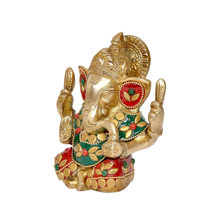 Ganesha Ganesh Ganpati Statue Idol Murti for Home Decor (Height : 4.5 inch) (Multicolor 1)