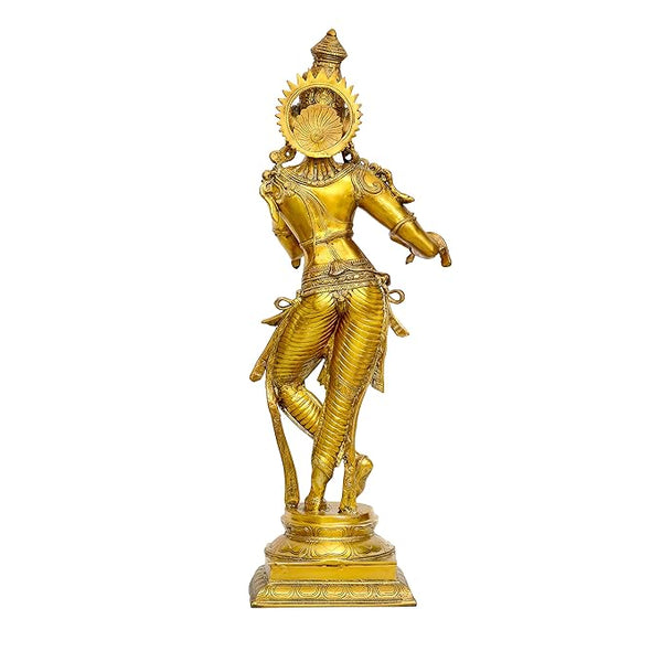 Brass Krishna Murli Manohar Statue (Height 35 Inches) Study Setting