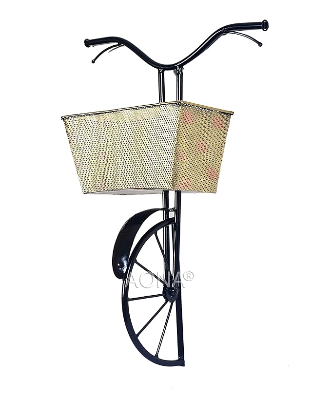 Iron Cycle Wall Hanging for Books Newspaper Flowers (Height: 27 Inches)