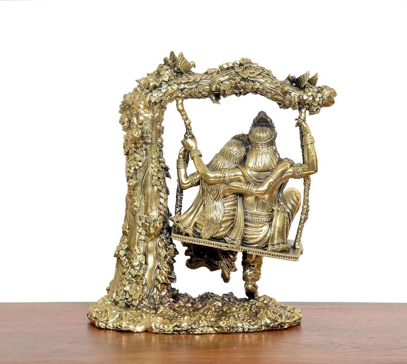 Bronze Radha Krishna Idol on Swing  (Height : 6 Inch)