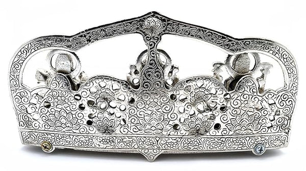 Metal Ganesha Lakshmi and Saraswati Sculpture (Silver Width: 10Inches) Entryway Setting