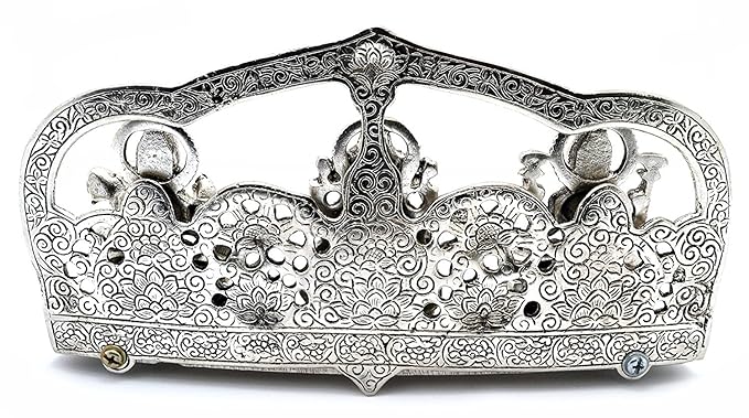 Metal Ganesha Lakshmi and Saraswati Sculpture (Silver Width: 10Inches)