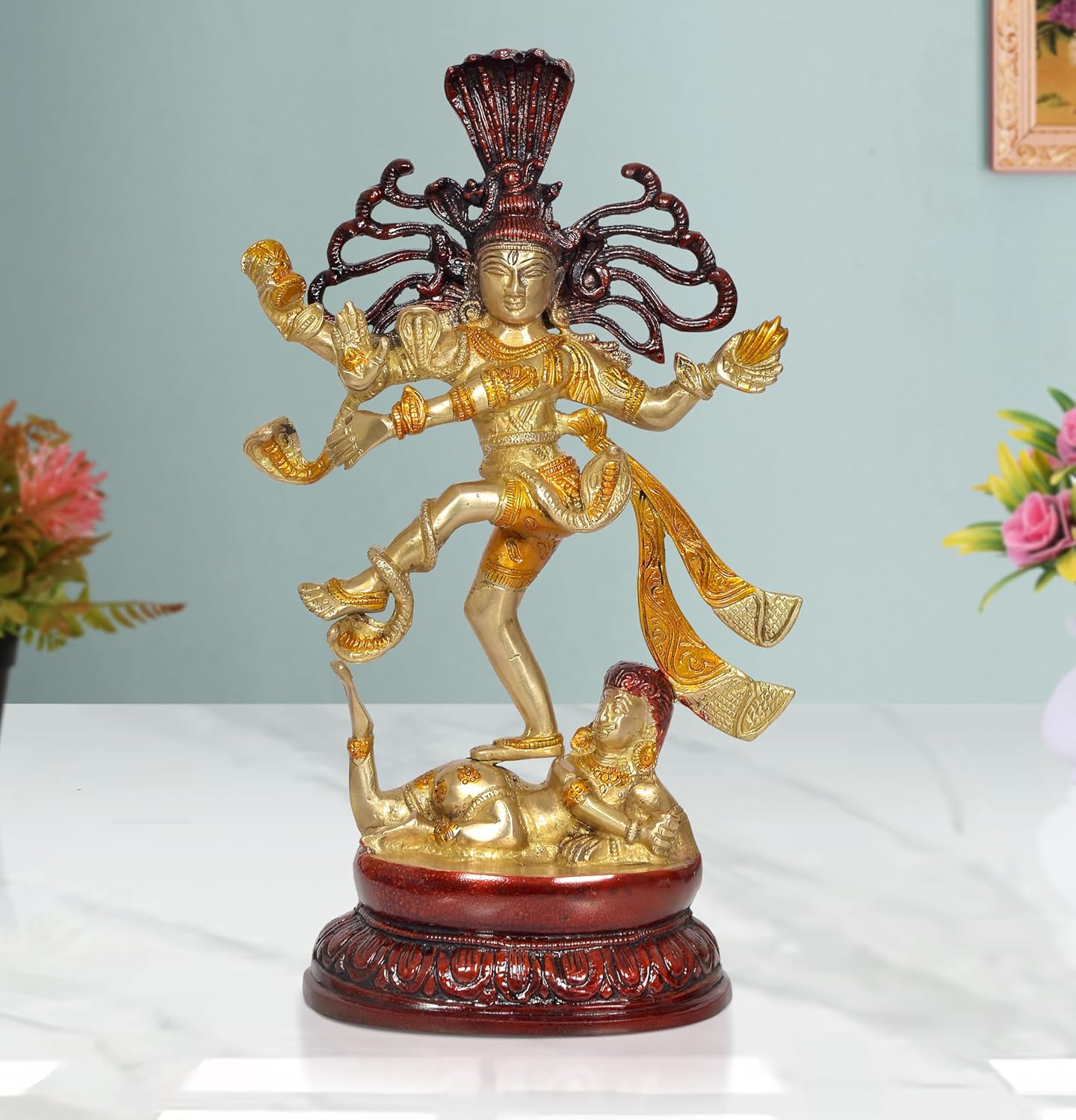 Brass Natraj Fierce Lord Shiva Dancing Idol (Height: 15 inch)