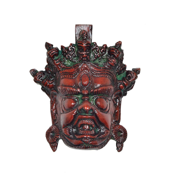 Brass Nazar Battu Mahakala Wall Hanging Mask (Height : 5 inch) (Multicolor 1) Entryway Setting
