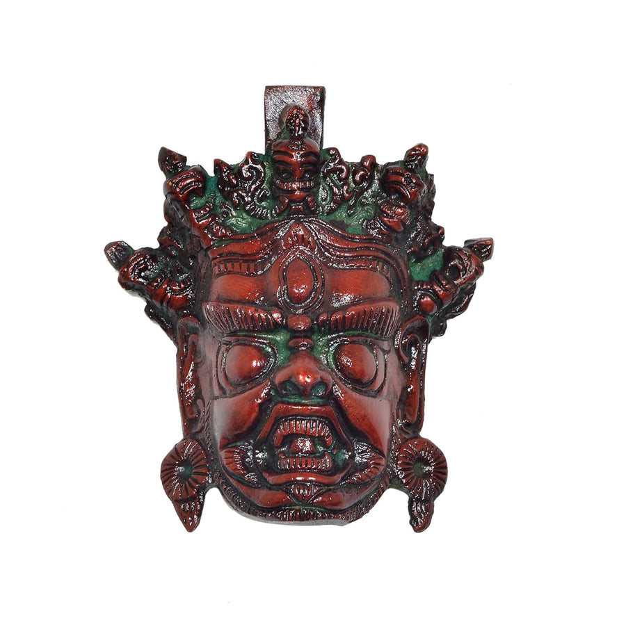 Brass Nazar Battu Mahakala Wall Hanging Mask (Height : 5 inch) (Multicolor 1) Craft Detail