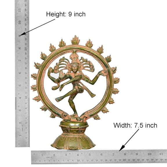 Brass Natraj Lord Shiva Dancing (Height: 9 inch) (Multicolor)