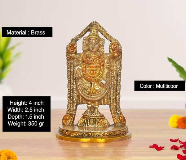 Brass Lord Tirupati Bala Ji Idol (Height :4 inch) (Color 2) Entryway Setting