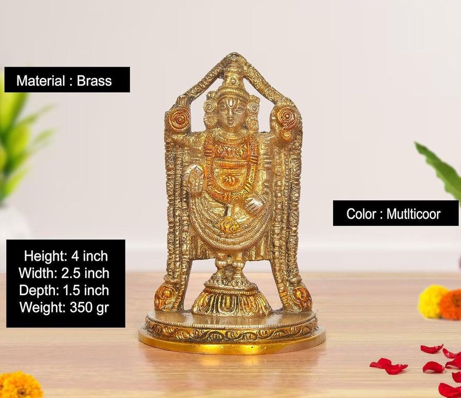 Brass Lord Tirupati Bala Ji Idol (Height :4 inch) (Color 2) Craft Detail