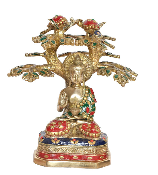 Brass Buddha Tree Decorative Showpiece Buddha Tree Home Decor Office Table Item Height 9 Inch