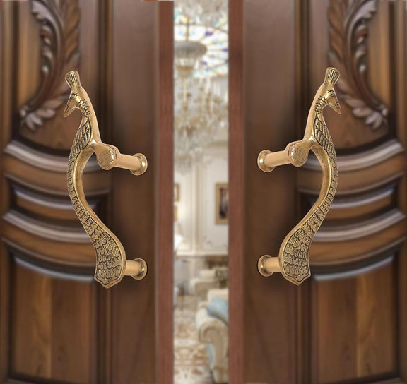 AONA Brass Peacock Design Door Handle Pair (Pack of 2)