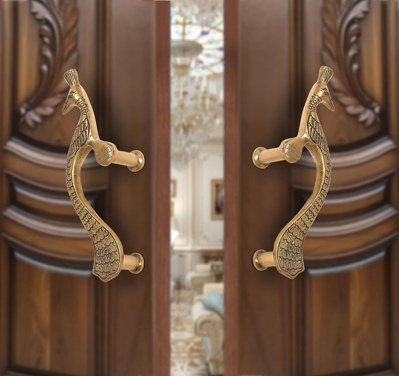AONA Brass Peacock Design Door Handle Pair (Pack of 2)