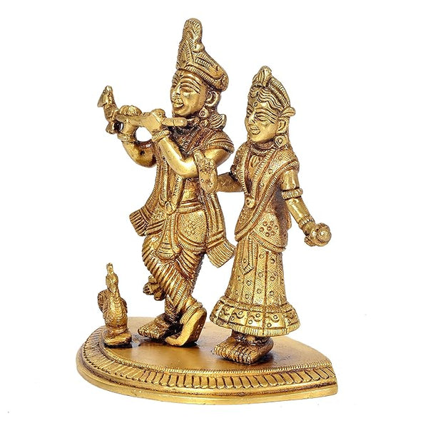 Brass Radha Krishna Statue Idol Statue, Height 6 Inch Study Setting