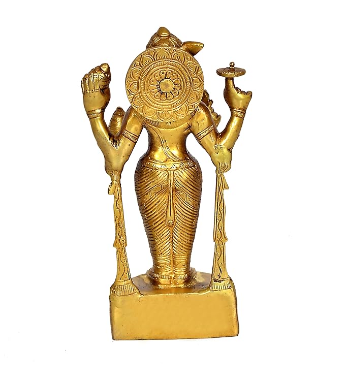 Bhagwan Dhanvantri Brass Idol Statue Figurine for Dhanteras pujan and Home Temple Wealth Golden Height 7.5 Inches