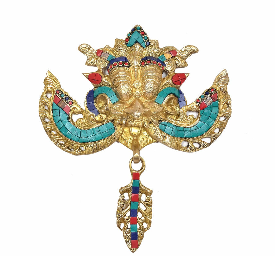 Brass Kirtimukha Wall Hanging for Home Door Décor – Auspicious Vastu & Protection Symbol (Height: 10 Inches) Craft Detail