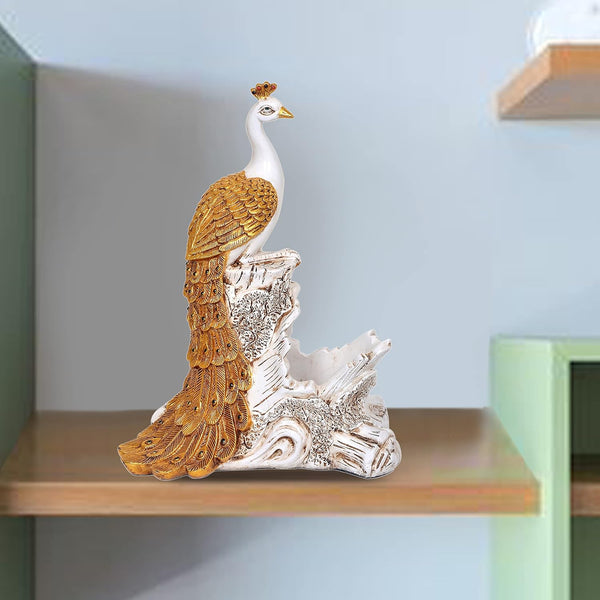 Polyresin Peacock with Jewelry Holder (Height: 13 inches) Mandir Setting