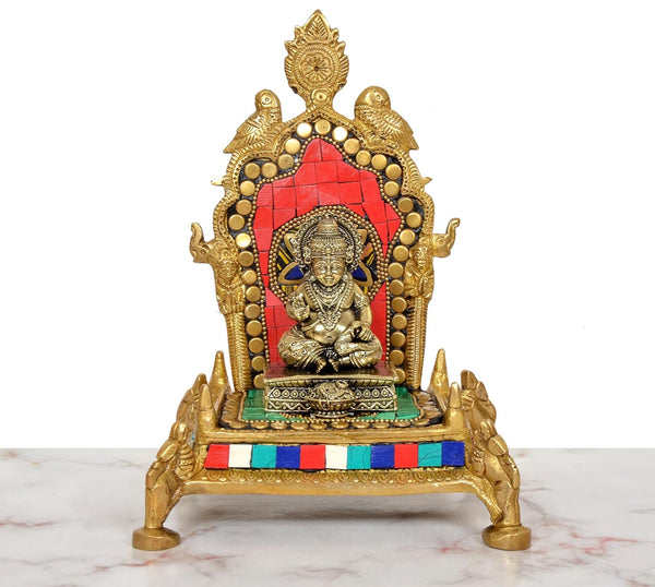Brass Bhagwan Shinghashan Pooja Chowki (Height : 8 Inch) Study Setting