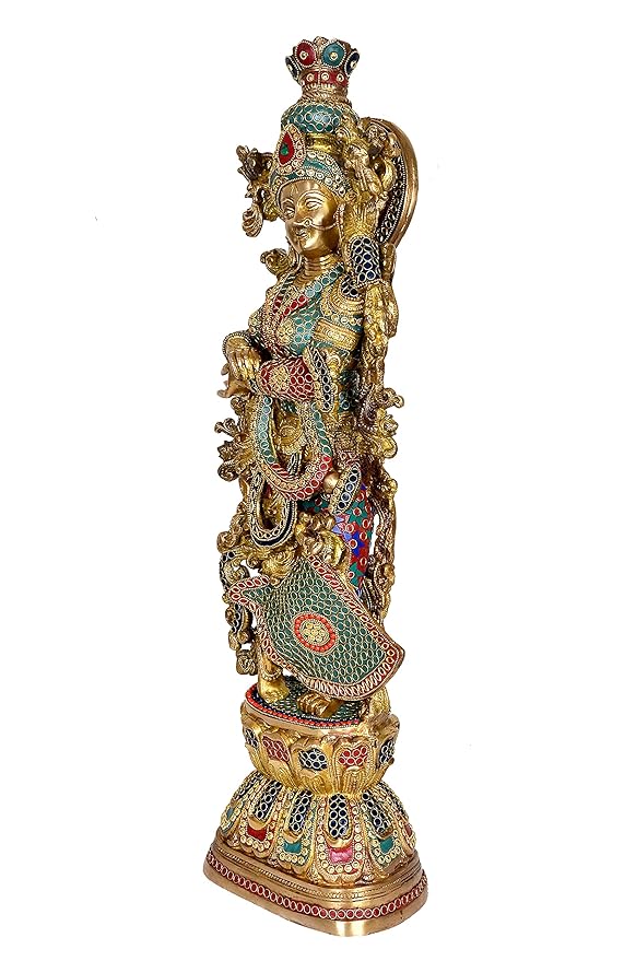 Brass Radha - Big Size - Brass Radha Murti Idol Statue Sculpture (Height 29 inch) (Big Radha) Study Setting
