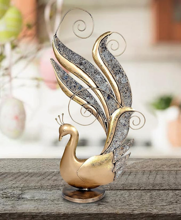 Iron Beautiful Decorative Peacock Showpiece for Table Top (Height: 22 Inches) Mandir Setting