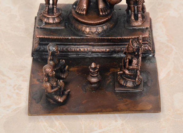 Copper Sathya Narayana Swamy Combo Avatar of Lord Vishnu Idol (Height 6.5 Inch) Study Setting
