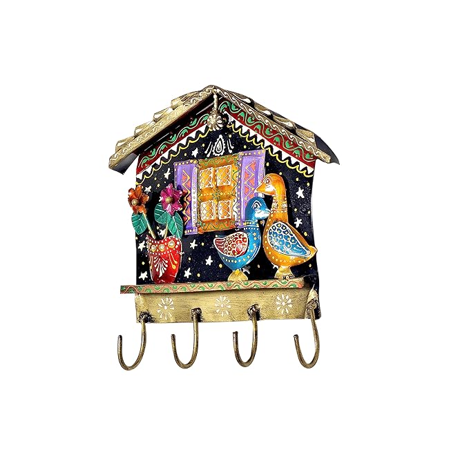 Iron House shape wall hanging and keychain holder (Height: 11.5 inches)