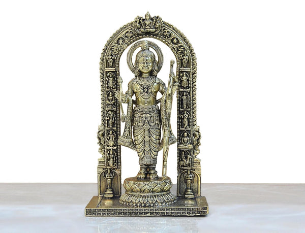 Superfine Brass Ram ji ki Murti Ram Lalla Statue in Ayodhya Mandir for Home and Office Decor (Height 8 inch) Entryway Setting
