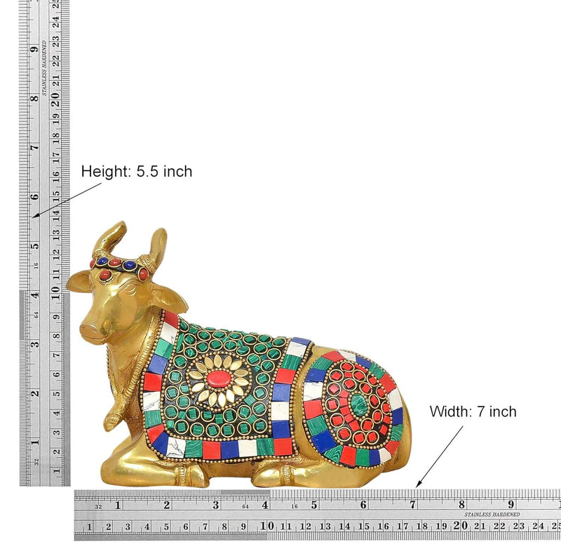 Brass Shiva Seated Nandi (Height: 5.5 Inch)