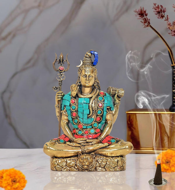 Fine Brass Lord Shiva Shiv Murti Sculpture,for Home Decor, Mandir, Ofice (Height : 5 Inch) Mandir Setting