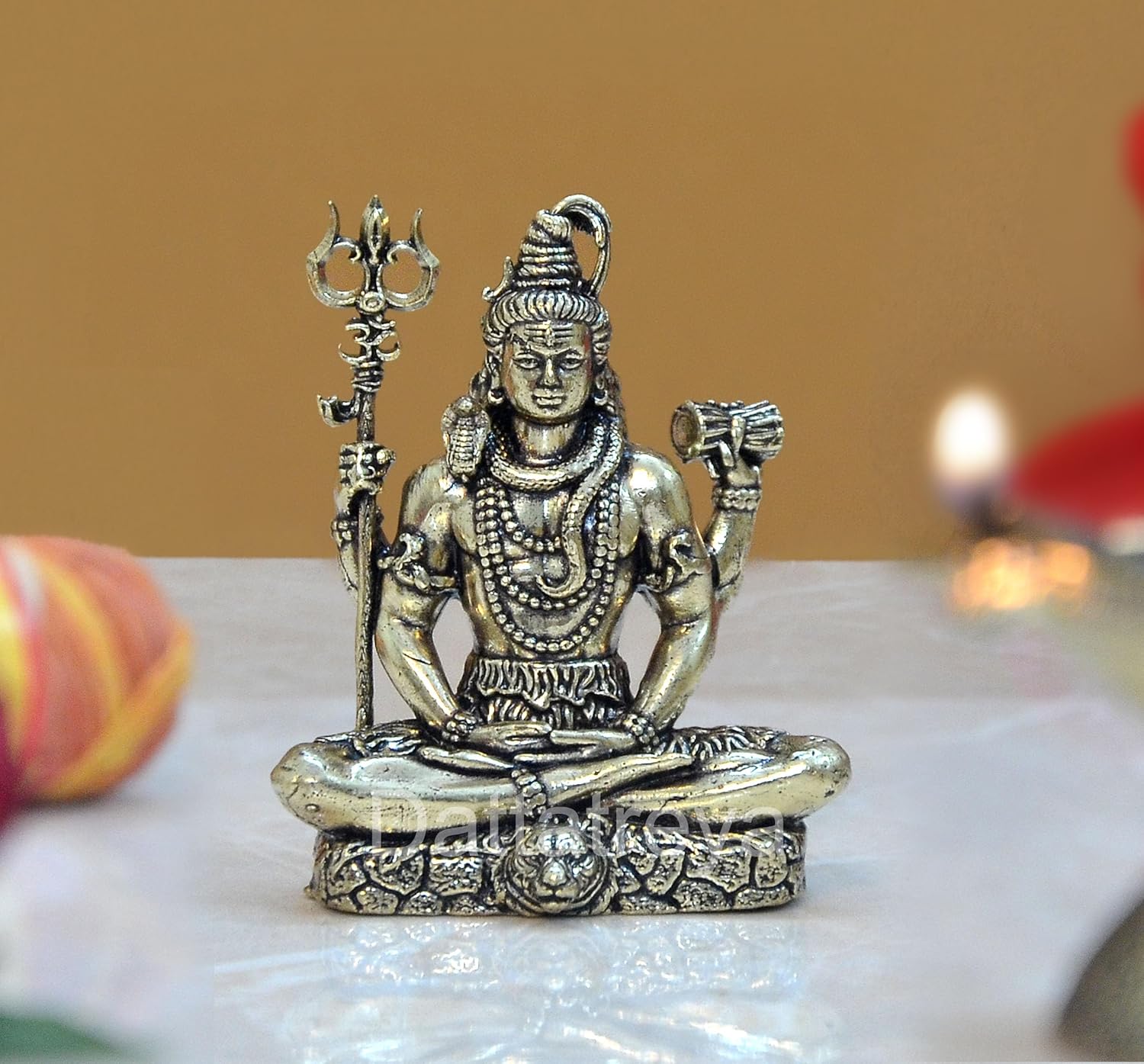 Superfine Brass Shiva Sitting with 4 Arms (Home Decor, Mandir, Ofice, Car Dashboard) Height : 2 Inch