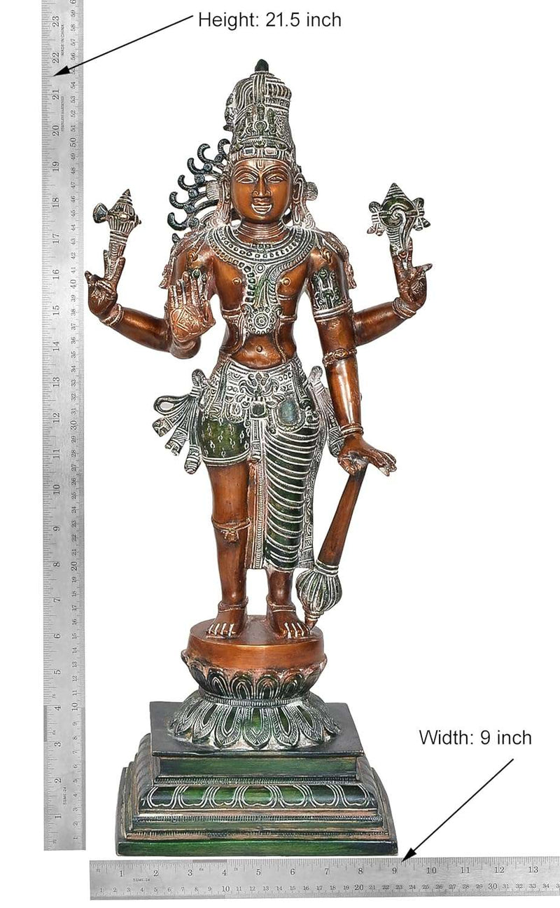 Brass Standing Hariharan, Half Shiva, Half Vishnu Statue (Height 21.5 Inch)