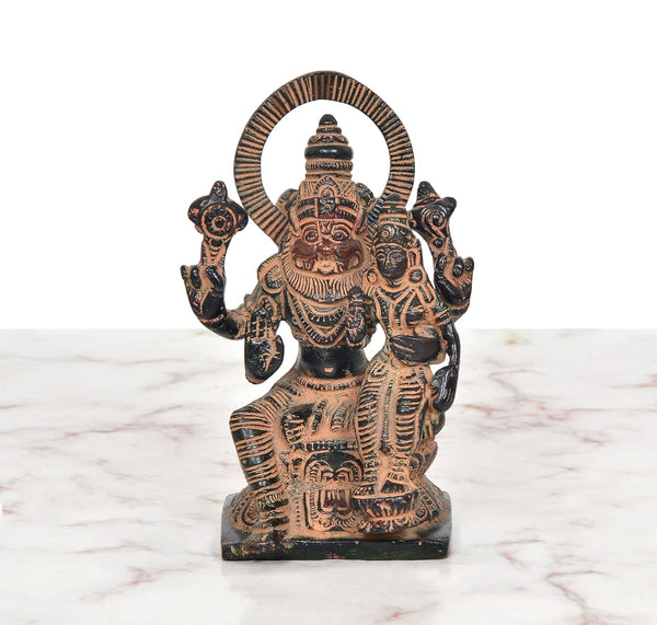 Brass Lakshmi-Narasimha Idol (Height 6 Inch) Study Setting