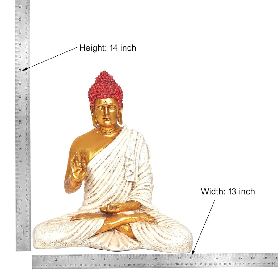 Resin Buddha Statue for Table Decor Living Room Home Decor and Office (Height: 14 Inch) Craft Detail