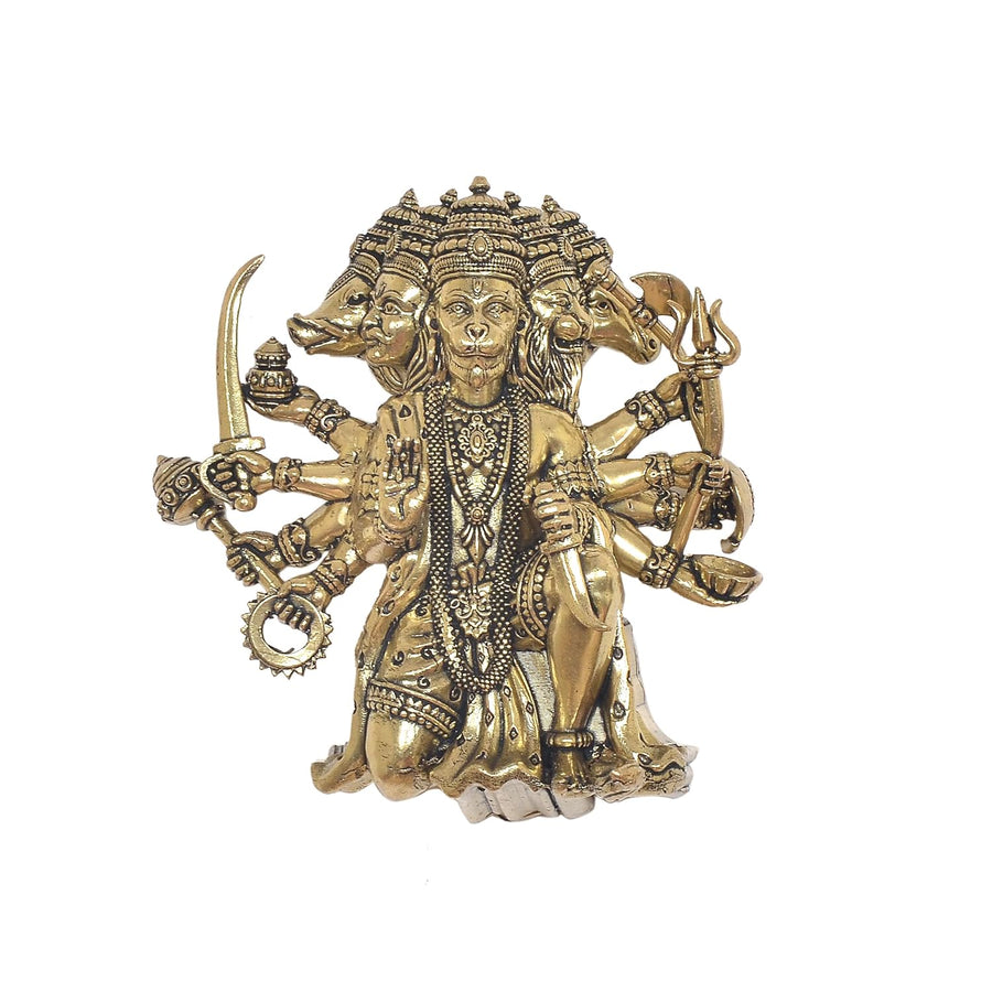 Superfine Brass Panchmukhi Hanuman Idol | Wall Hanging | (Height: 4 Inch) Craft Detail
