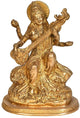 Brass Saraswati Maa Statue (Height: 7.5 Inch)