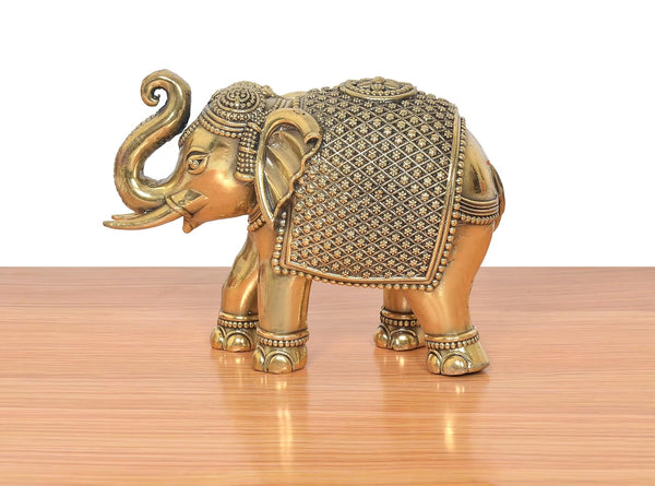 Superfine Brass Elephant Figurine (Height 4 Inch) Study Setting