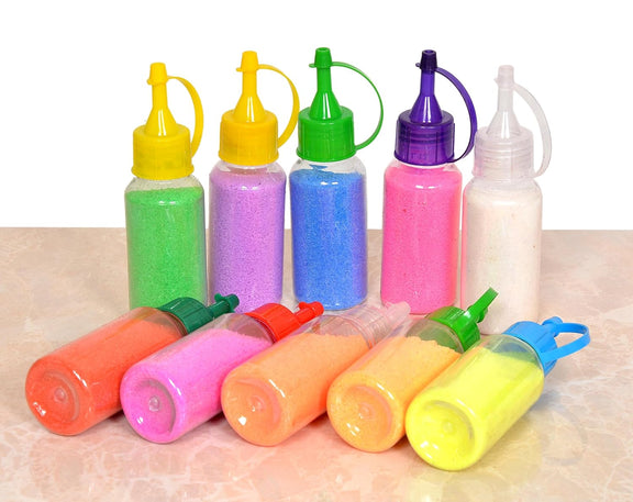Rangoli Colour Powder Tube Kit Rangoli All Colours Bottles Used for Decoration of Diwali, Navaratri,Pongal, Puja Mandir and Festival Pack of 10