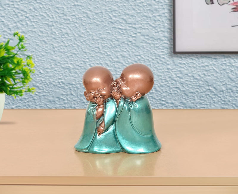 Resin Little Laughing Buddha Monk Sculpture (Height 4.5 Inch)