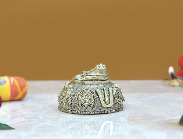 Superfine Brass Lord Tirupati Bala Ji Charan Paduka (Height 1.5 Inch) Study Setting