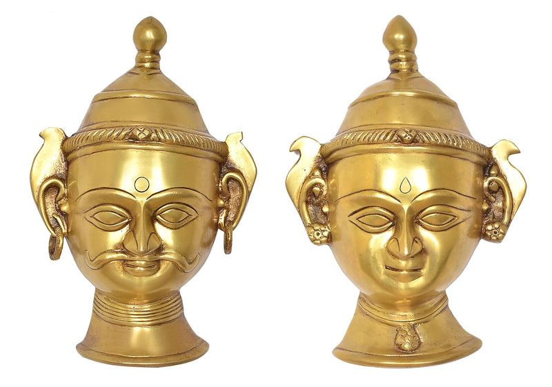 Brass Shiva Gauri Head Wall Hanging (Height: 10 Inch)
