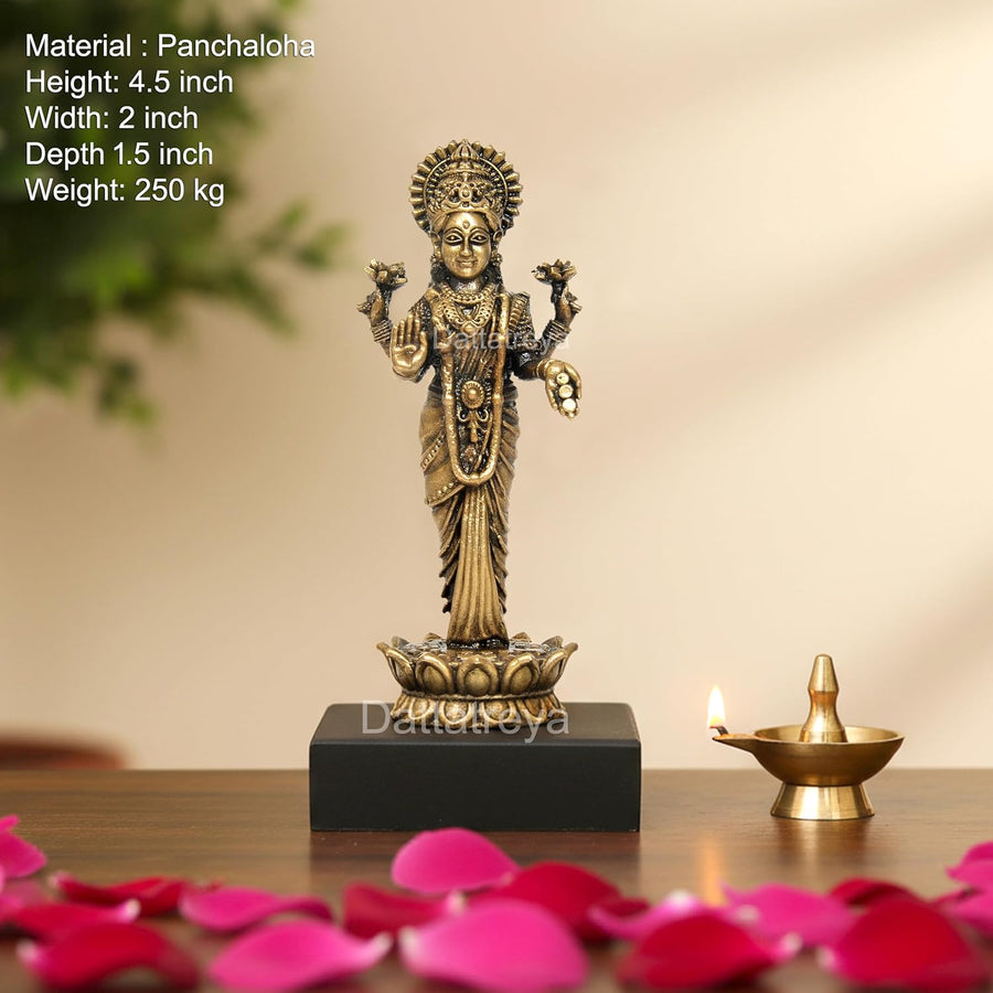 Panchaloha Standing Lakshmi Statue (Height:4.5 Inch) Craft Detail