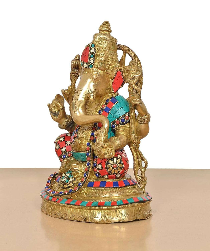 Brass Lord Ganesha Idol (Height 11 Inch)
