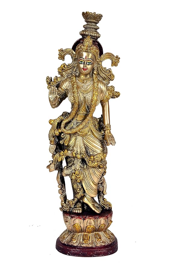 Brass Radha Rani Murti (Height: 15 inches)