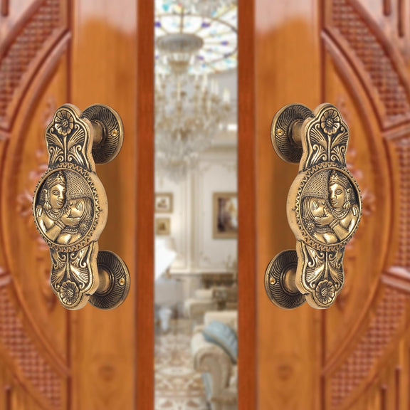 AONA Brass Depicting Two God & Goddess Design Door Handle Pair