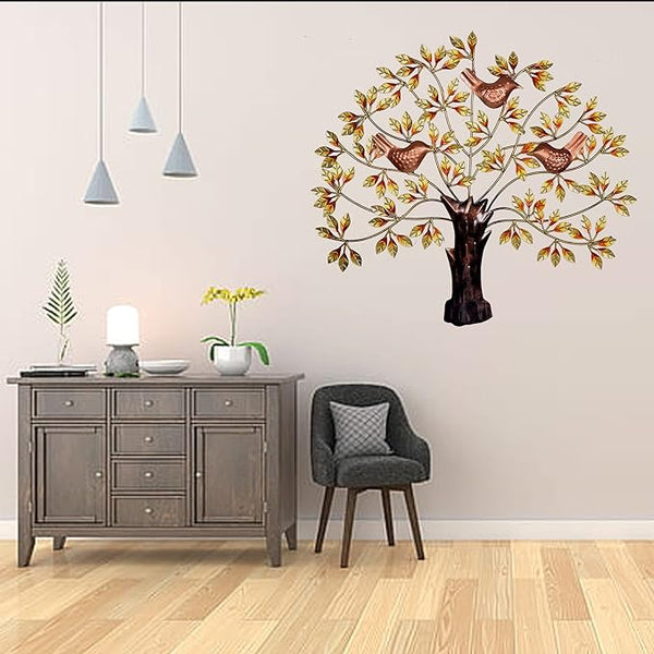 Iron Beautiful Tree with birds Wall Hanging for manifesting peace (Height: 31 Inches) Study Setting